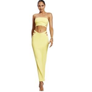 Meshki audrina cutout midi skirt yellow